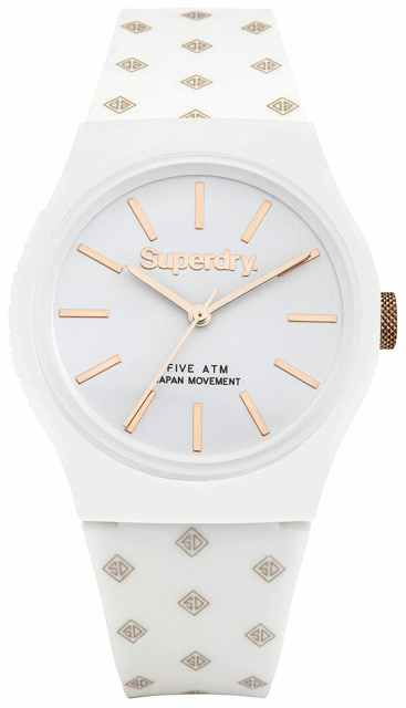 Superdry SDSYG166WRG - Klocka 38 mm med 5 bar vattentäthet, Vit/Guld