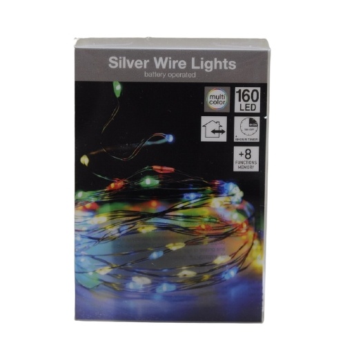 Silver Wire 160 LED slinga, RGB, 8m