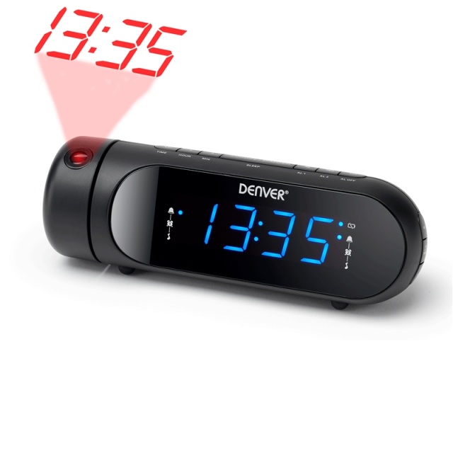 Denver Klockradio med projektion Dubbla alarm Svart