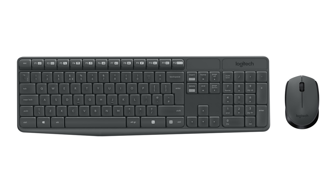 Logitech MK235 tangentbord RF Trådlös QWERTY Amerikanskt internationellt Grå
