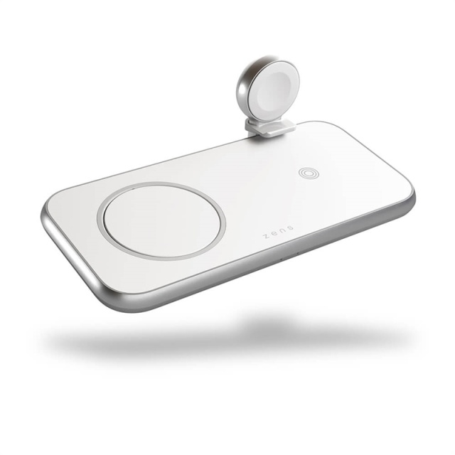 Zens 4in1 Laddare Designad för Magsafe  10W + Plats för Magsafe + USB-A + Apple Watch
