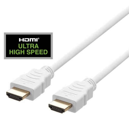 DELTACO ULTRA High Speed HDMI-kabel, 48Gbps, 2m, vit