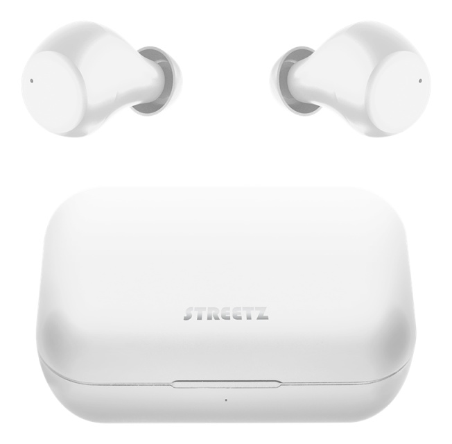 STREETZ Trådlösa in-ear hörlurar med laddningetui, BT 5, TWS, vit