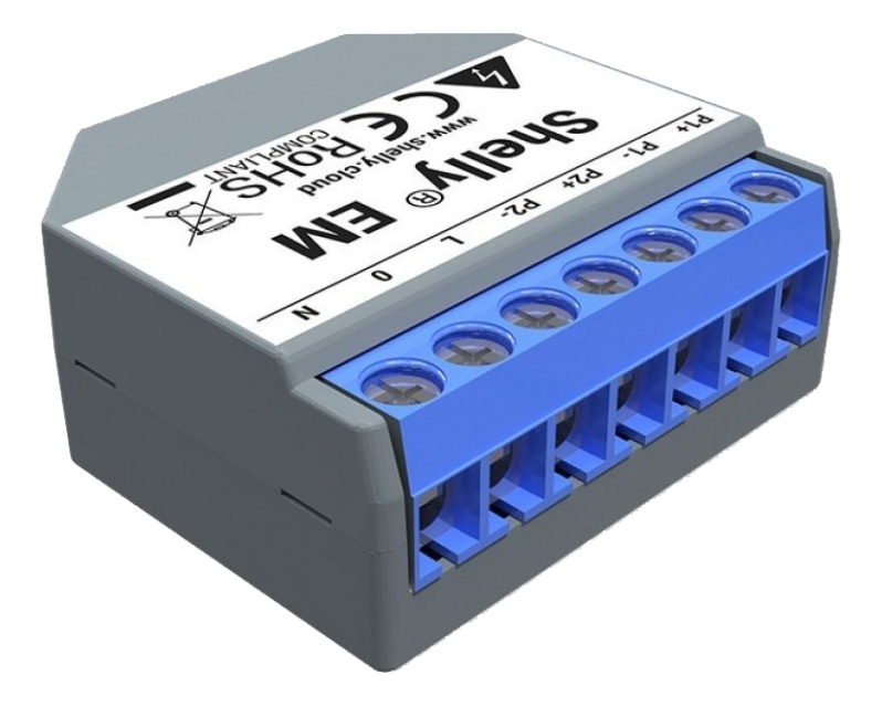 Shelly Energimätare, WiFi, utgång kontaktor, Shelly EM (utan klämmor)