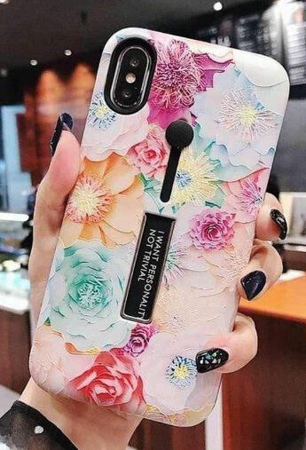 Fashioncase med fingerhållare - iPhone 12/12 Pro, Blommigt