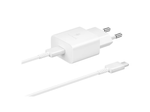 Samsung EP-T1510X USB-C 15W Väggladdare + 3A USB-C Kabel, Vit
