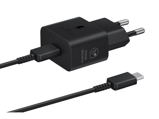 Samsung EP-T2510N GaN Väggladdare USB-C 25W + kabel, Svart