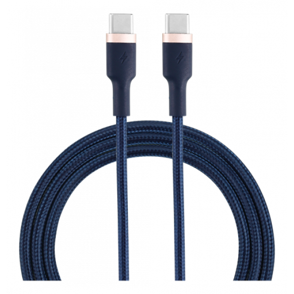 EPZI USB-C till USB-C-kabel, 60W, Flätad, 1m - Marinblå