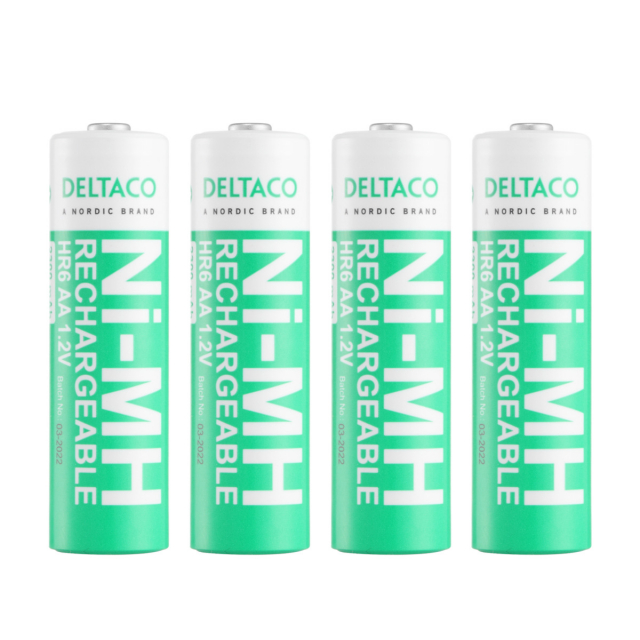 DELTACO Ultimate Ni-Mh uppladdningsbar, LR6/AA storlek, 2300mAh, 4-pack (SG)
