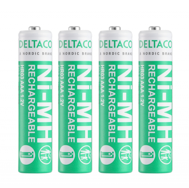 DELTACO Ultimate Ni-Mh uppladdningsbar, LR03/AAA storlek, 750mAh, 4-pack(SG)