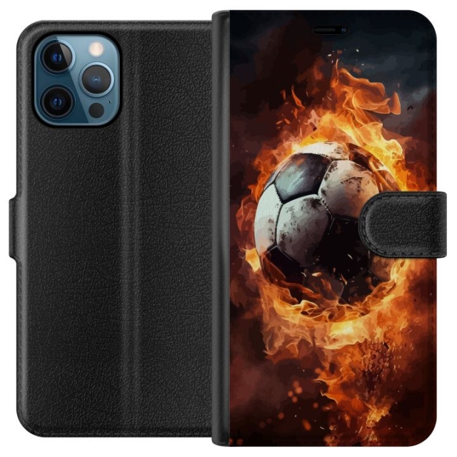 Plånboksfodral till Apple iPhone 12 Pro med Fotboll motiv
