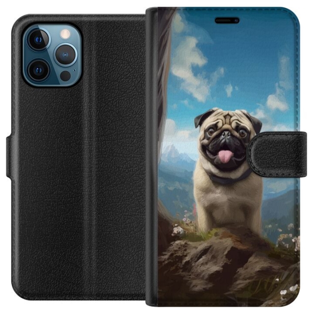 Plånboksfodral till Apple iPhone 12 Pro Max med Glad Hund motiv