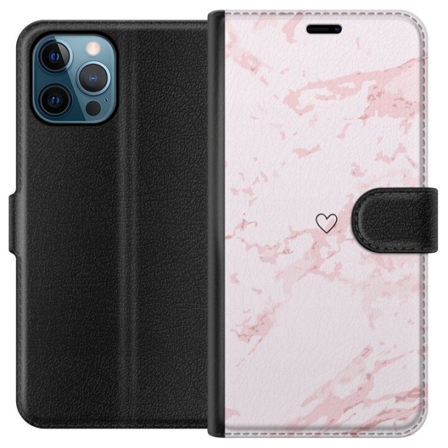 Plånboksfodral till Apple iPhone 12 Pro Max med Rosa Hjärta motiv