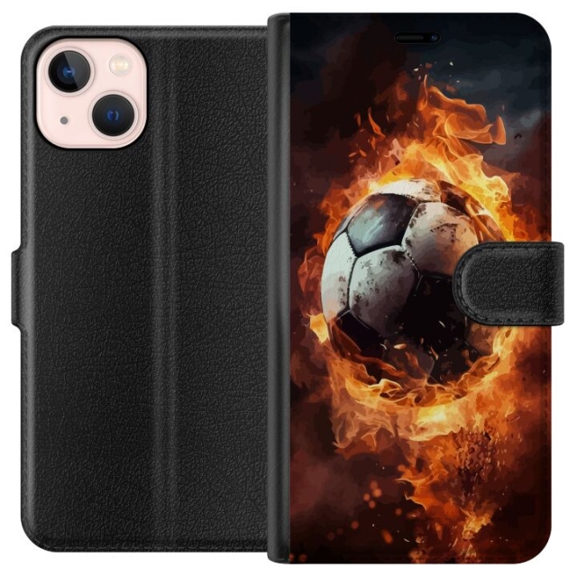 Plånboksfodral till Apple iPhone 13 mini med Fotboll motiv