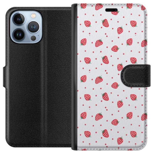 Plånboksfodral till Apple iPhone 13 Pro Max med Jordgubbar motiv