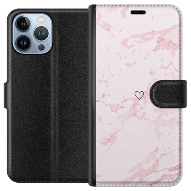 Plånboksfodral till Apple iPhone 13 Pro Max med Rosa Hjärta motiv