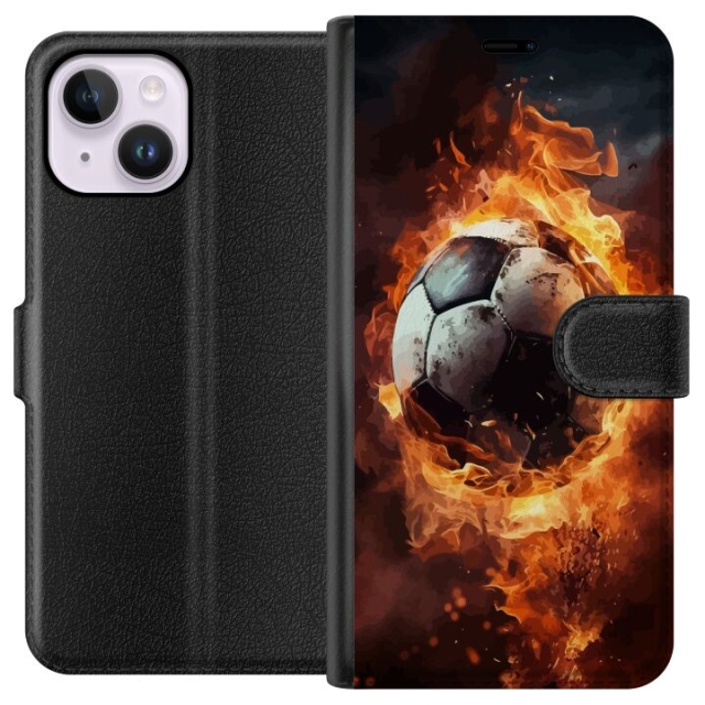 Plånboksfodral till Apple iPhone 14 Plus med Fotboll motiv