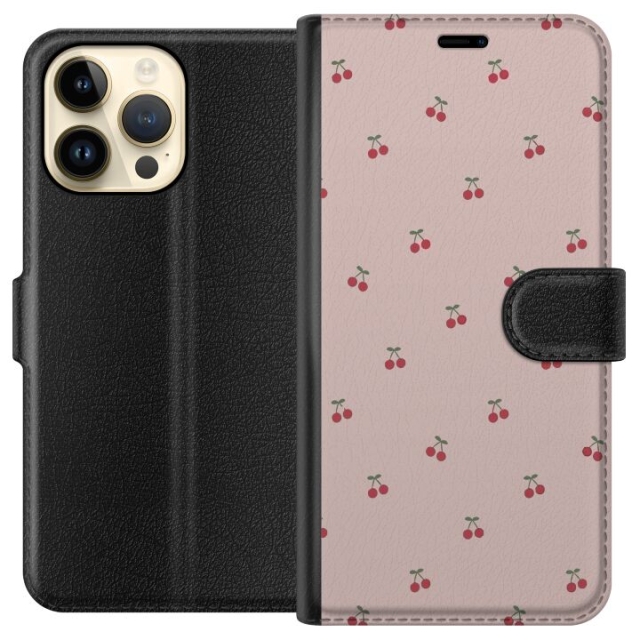 Plånboksfodral till Apple iPhone 14 Pro Max med Körsbär motiv