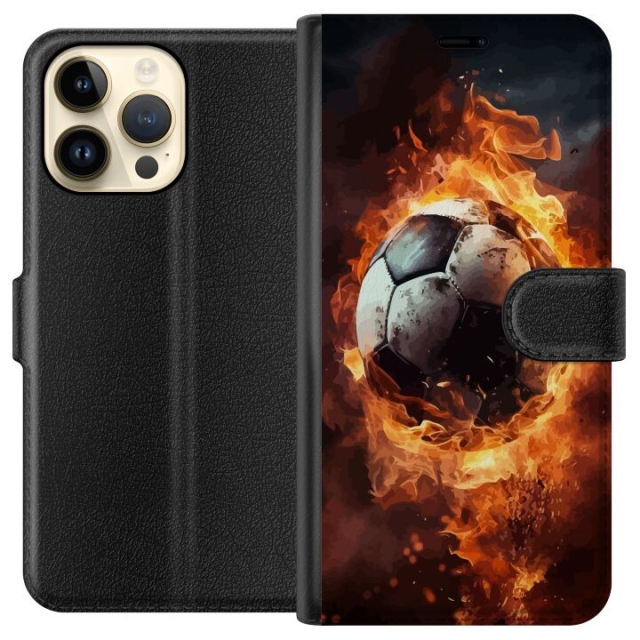 Plånboksfodral till Apple iPhone 14 Pro Max med Fotboll motiv