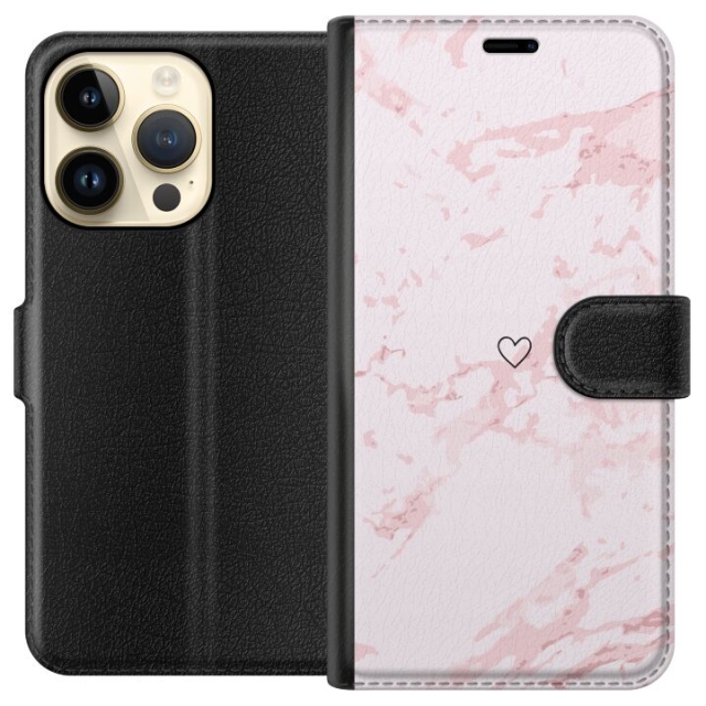 Plånboksfodral till Apple iPhone 15 Pro med Rosa Hjärta motiv