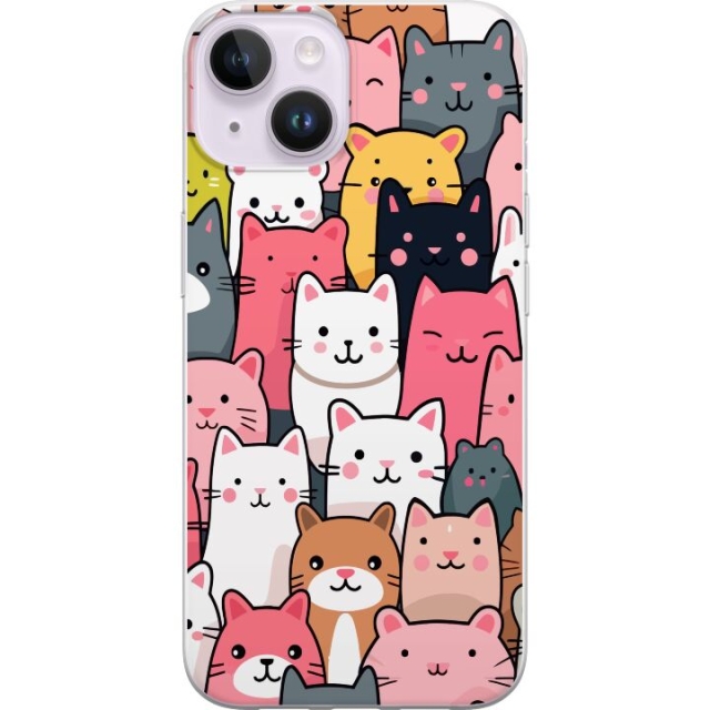 Mobilskal till Apple iPhone 15 Plus med Kattmönster motiv