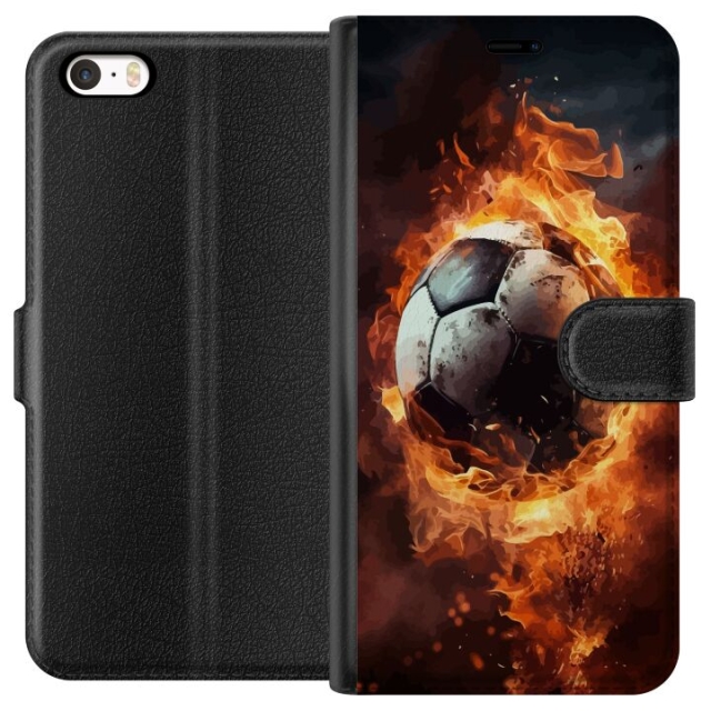 Plånboksfodral till Apple iPhone 5s med Fotboll motiv