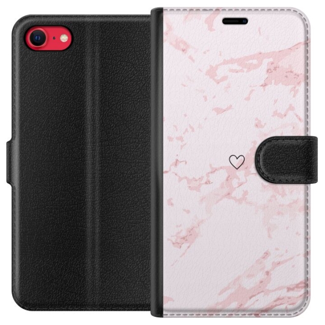 Plånboksfodral till Apple iPhone SE (2020) med Rosa Hjärta motiv