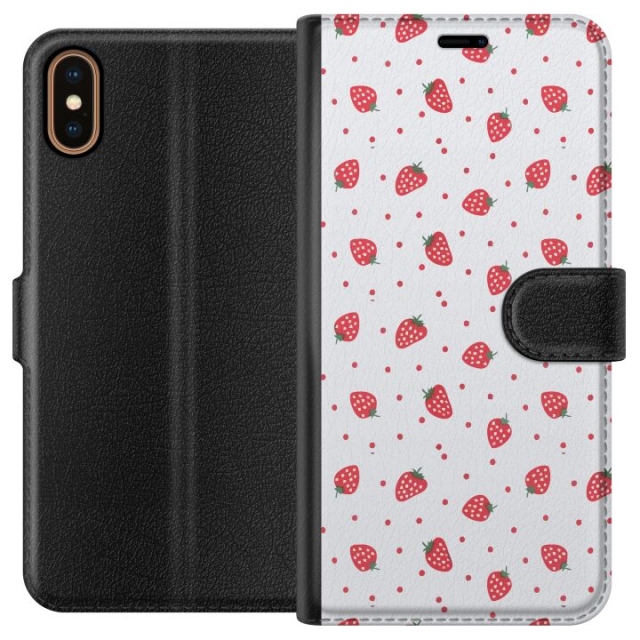 Plånboksfodral till Apple iPhone XS med Jordgubbar motiv