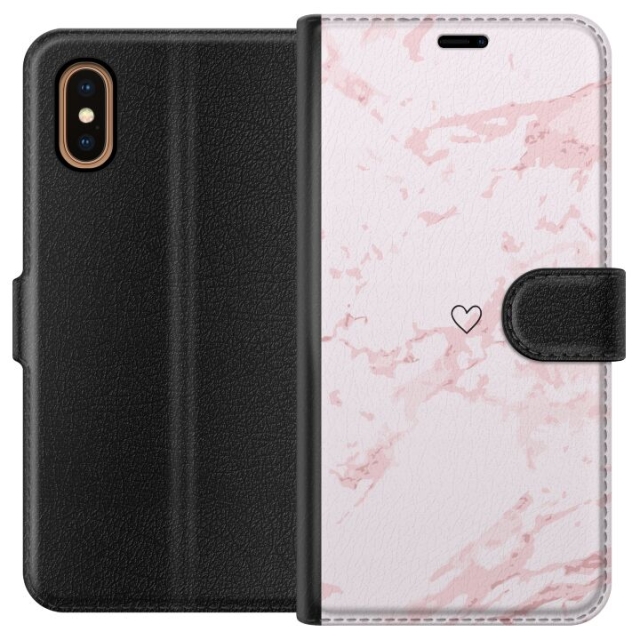 Plånboksfodral till Apple iPhone XS Max med Rosa Hjärta motiv
