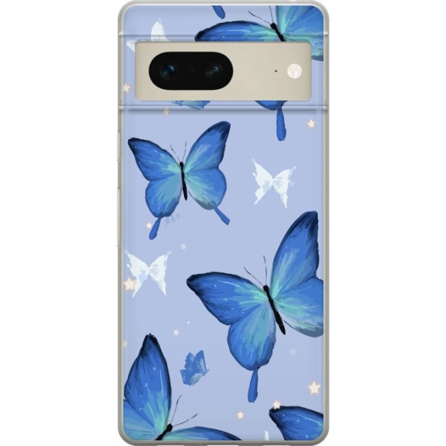 Mobilskal till Google Pixel 7 med Blå fjärillar motiv
