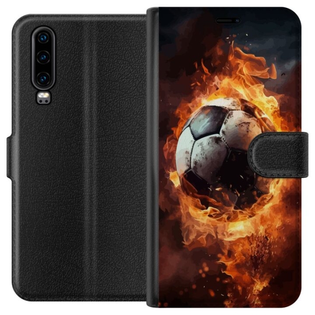 Plånboksfodral till Huawei P30 med Fotboll motiv
