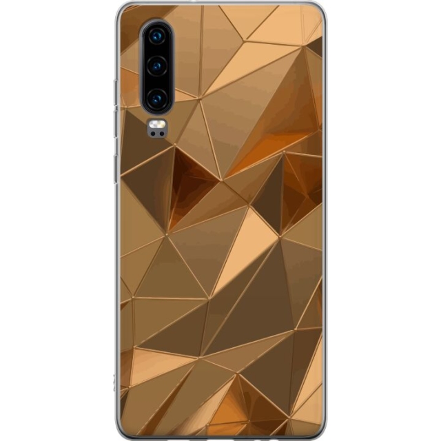 Mobilskal till Huawei P30 med 3D Guld motiv