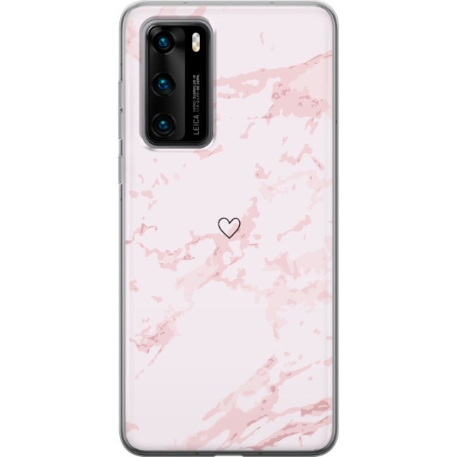Mobilskal till Huawei P40 med Rosa Hjärta motiv