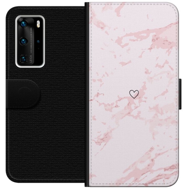 Plånboksfodral till Huawei P40 Pro med Rosa Hjärta motiv