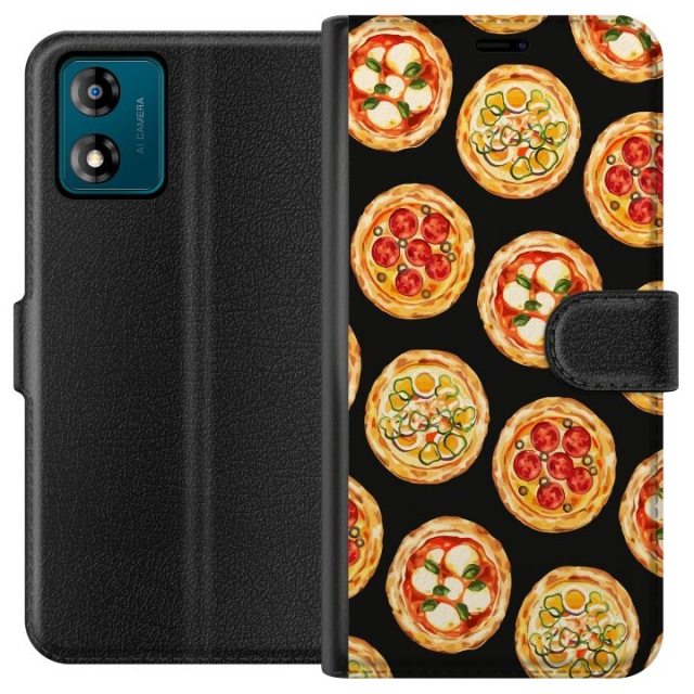 Plånboksfodral till Motorola Moto E13 med Pizza motiv