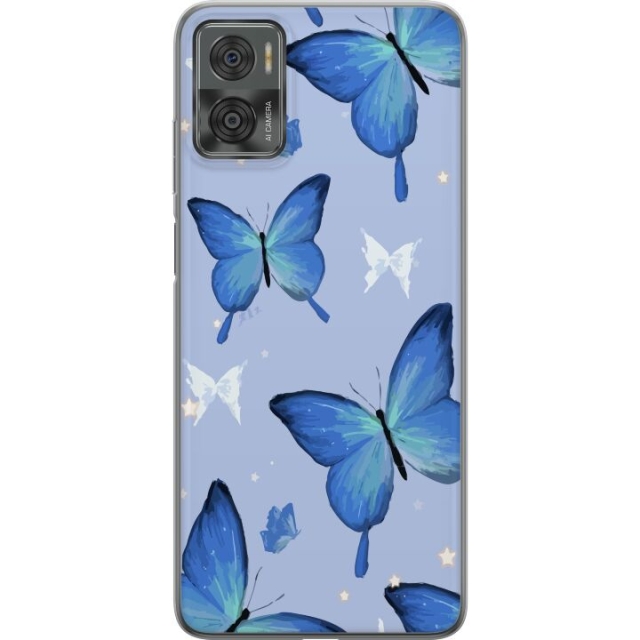 Mobilskal till Motorola Moto E22i med Blå fjärillar motiv
