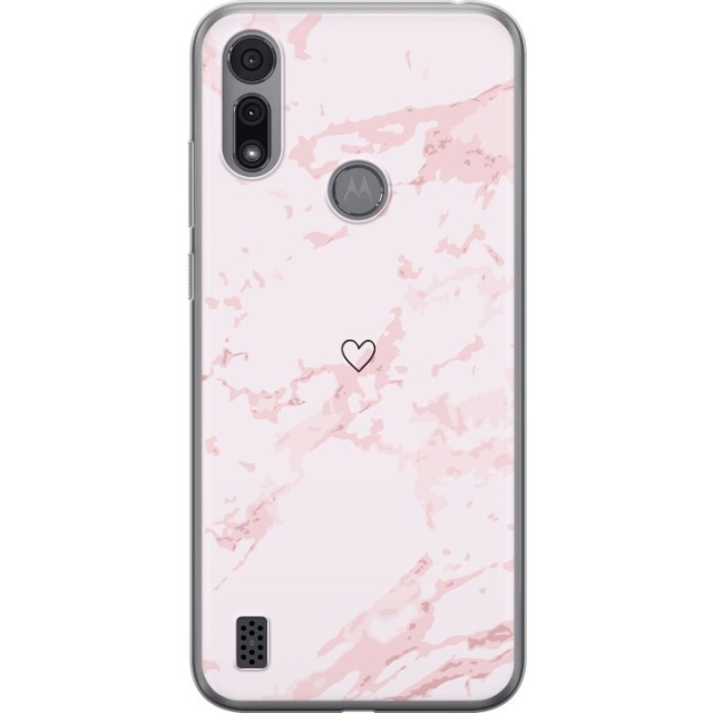 Mobilskal till Motorola Moto E6i med Rosa Hjärta motiv