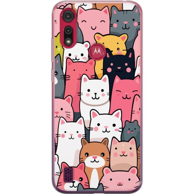 Mobilskal till Motorola Moto E6s (2020) med Kattmönster motiv