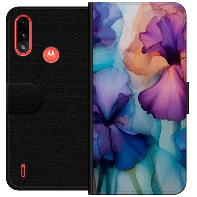 Plånboksfodral till Motorola Moto E7 Power med Magiska blommor motiv