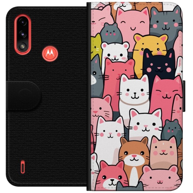 Plånboksfodral till Motorola Moto E7 Power med Kattmönster motiv