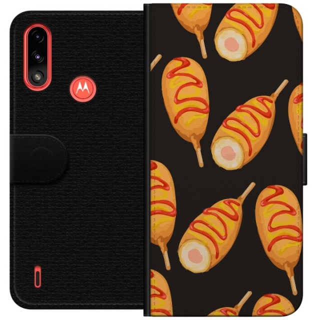 Plånboksfodral till Motorola Moto E7 Power med Kycklingklubba motiv