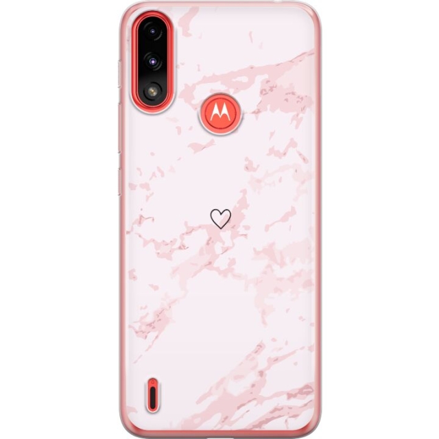 Mobilskal till Motorola Moto E7 Power med Rosa Hjärta motiv