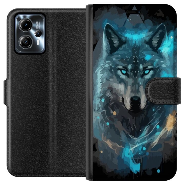 Plånboksfodral till Motorola Moto G13 med Varg motiv