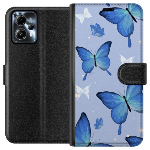 Plånboksfodral till Motorola Moto G13 med Blå fjärillar motiv