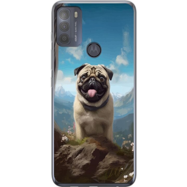 Mobilskal till Motorola Moto G50 med Glad Hund motiv