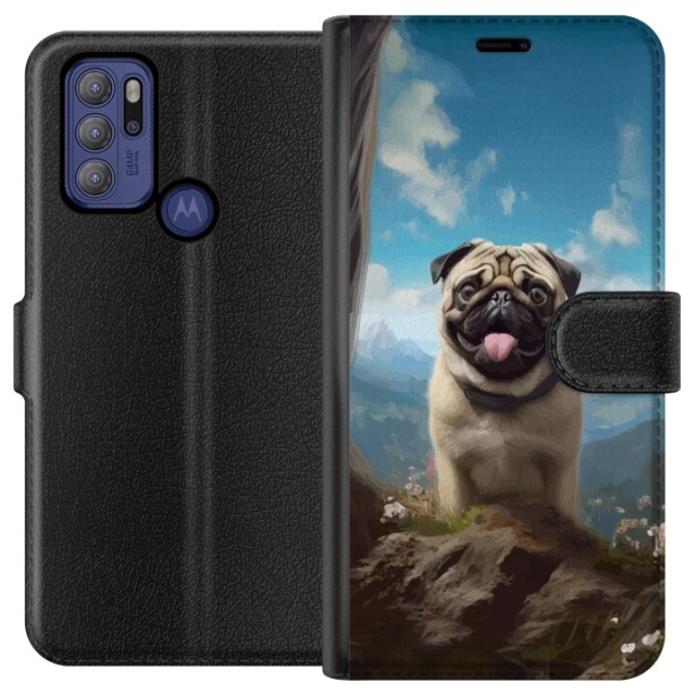 Plånboksfodral till Motorola Moto G60S med Glad Hund motiv