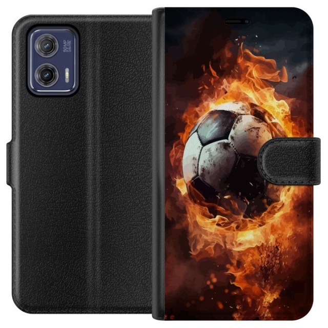 Plånboksfodral till Motorola Moto G73 med Fotboll motiv
