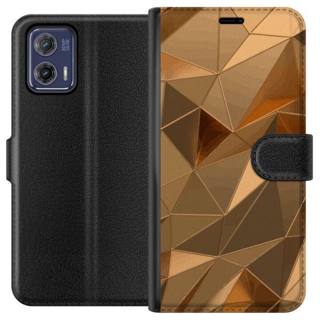 Plånboksfodral till Motorola Moto G73 med 3D Guld motiv