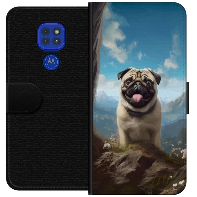 Plånboksfodral till Motorola Moto G9 Play med Glad Hund motiv