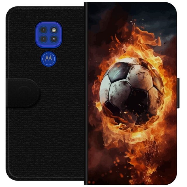 Plånboksfodral till Motorola Moto G9 Play med Fotboll motiv